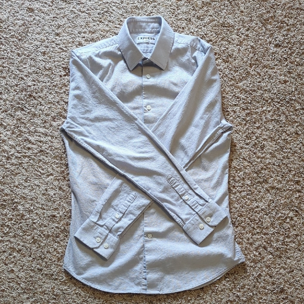 Express Light Gray Button-Up Shirt